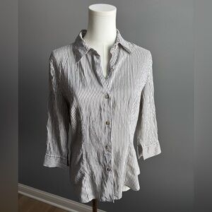 Privacy Couture 100% Silk Striped Button Down Shirt